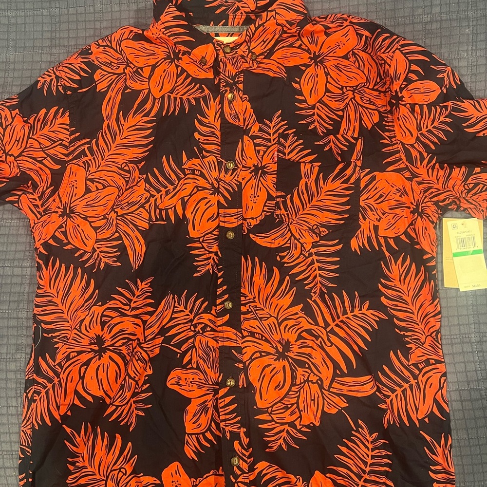 Blue and orange Levi’s Hawaiian pattern shirt